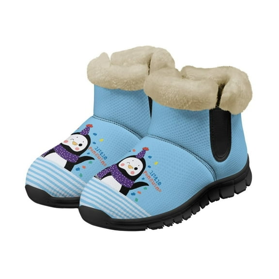 Psesaysky Little Penguins Snow Boots for Women Girls Winter Indoor Outdoor Comfortable Warm Plush Ankle Boots Size 6-12
