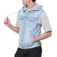 thumbnail image 3 of G-Style USA Men's Detachable Hood Denim Jean Vest DK108 - ICE - 5X-Large, 3 of 8