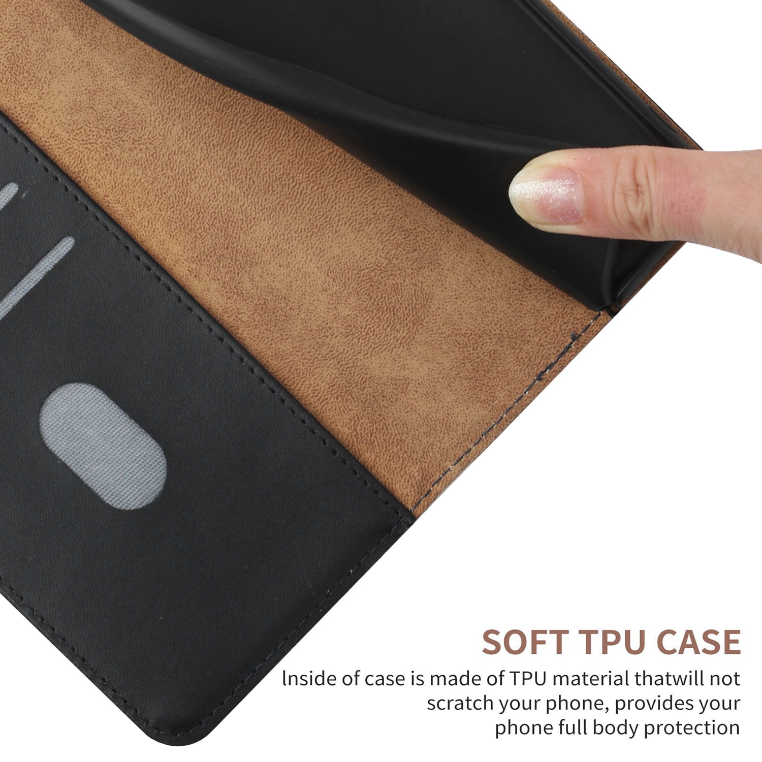 Wallet Case for Motorola Edge 2025, Shockproof Genuine Leather Magnetic Flip Cover with Card Holder, Classic Stand Feature and Full Body Protection Slim Phone Cover for Motorola Edge 2025, Black