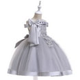 thumbnail image 4 of Huowey Little Girls' Off Shoulder Bow Evening Gown Princess Pageant Dress For Birthday Parties & Stage Performances, 4 of 6