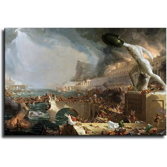 Cole Thomas The Course of Empire Poster Canvas Wall Art Home Wall Decor Bedroom Aesthetic Art Prints Posters Decorations (16x24inch Framed)