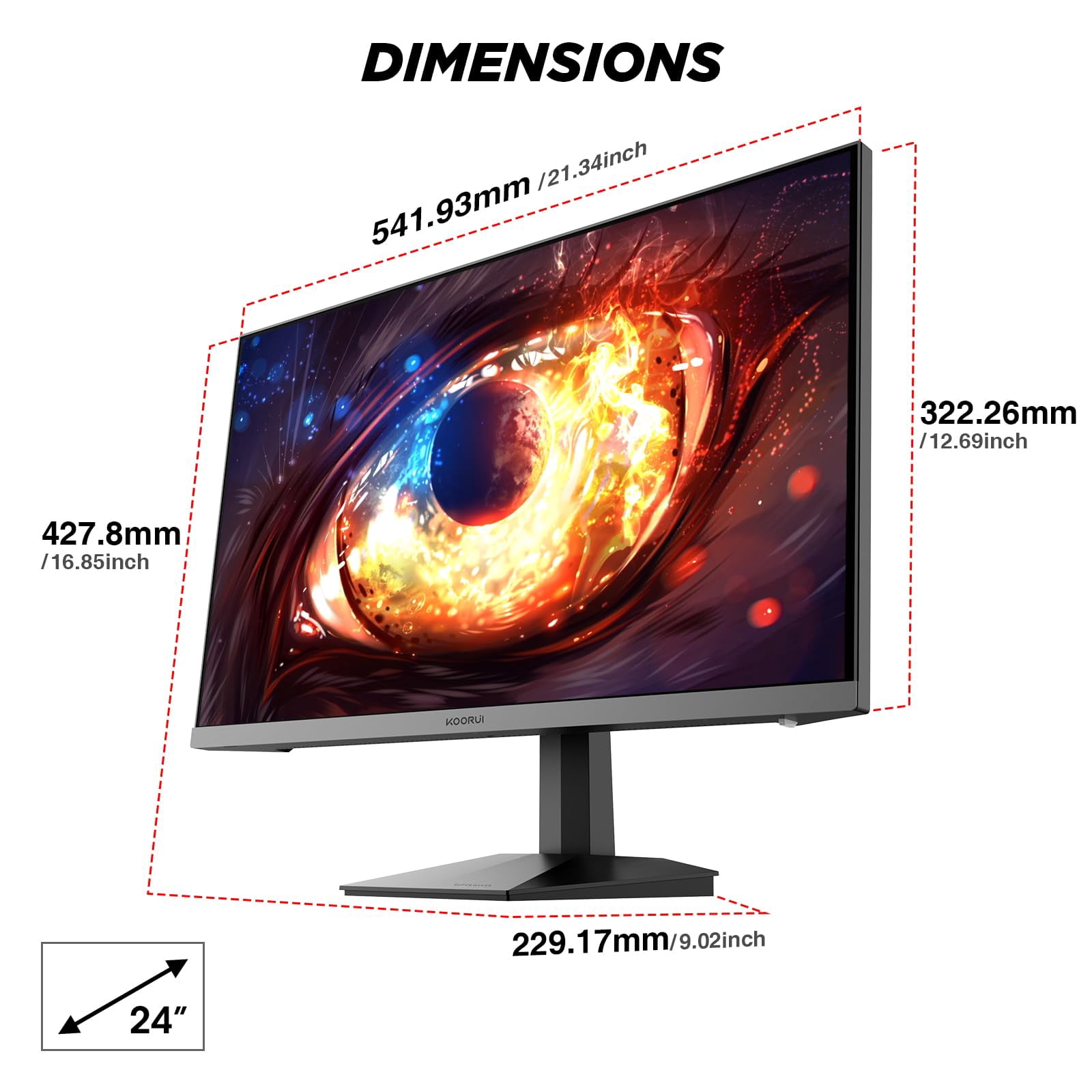 24" Gaming Monitor, 200Hz 1ms Fast IPS, FHD HDR400 Display, 90% DCI-P3 Color Gamut, Adaptive Sync, Ultra Slim Frame, VESA Mountable, HDMI 2.0, DP 1.4