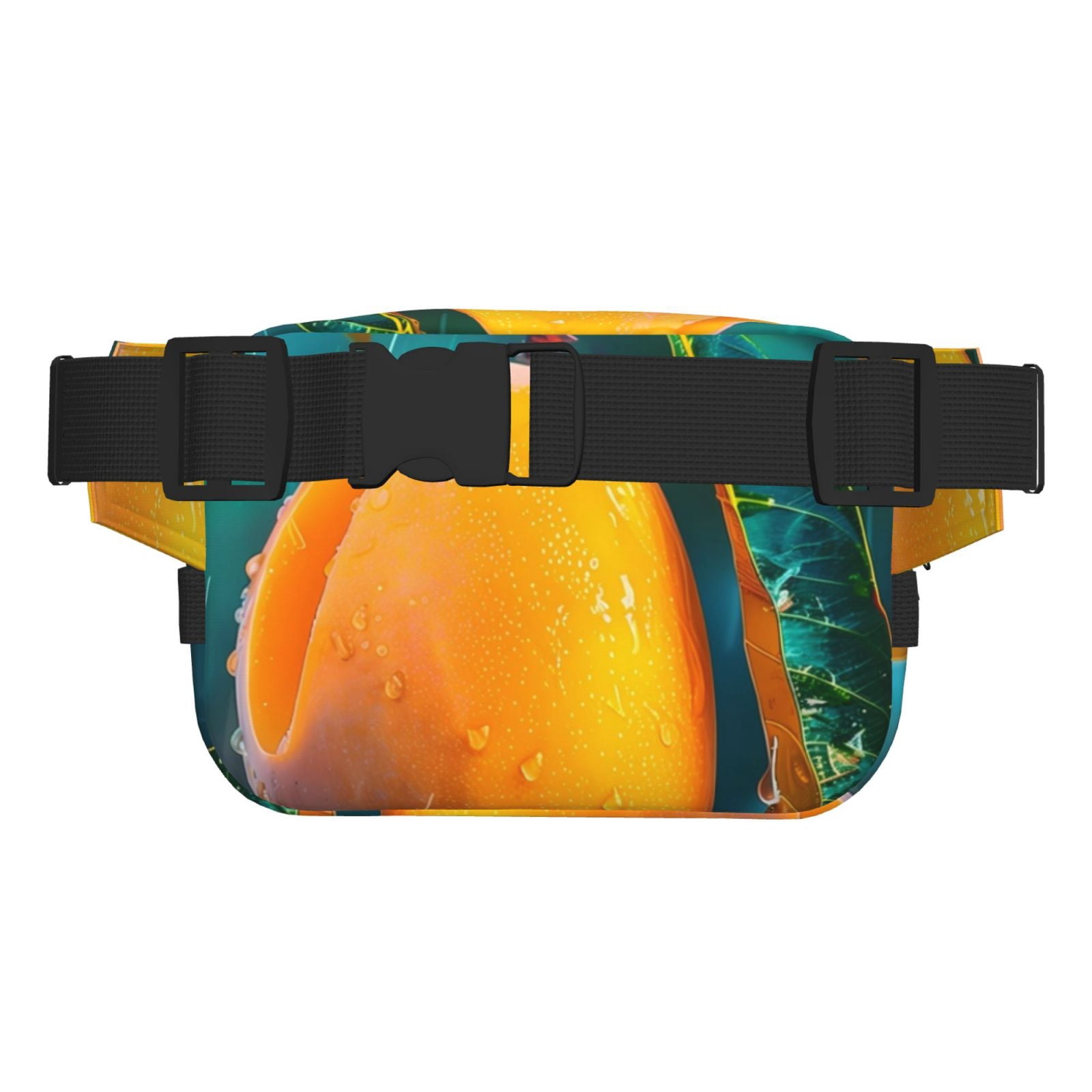 Picia Mango In The Rain Print Square Double-Layer Waist Bag Mini Adjustable Waist Belt Bag Exercise Running Travel Hiking