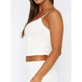 thumbnail image 4 of Women Cute Y2K Knit Crop Tank Sleeveless Slim Fit Minimalist Summer Going Out Tops Girls White S, 4 of 5