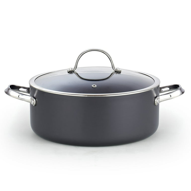 Shallow Cast Iron Casserole with Lid – Non Stick Dutch Oven Pot, Oven Safe  up to 500° F – Sturdy Ovenproof Stockpot Cookware – Enamelled Cooking Pot –