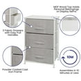 thumbnail image 4 of BizChair 3 Drawer Wood Top White Cast Iron Frame Vertical Storage Dresser with Light Gray Easy Pull Fabric Drawers, 4 of 11