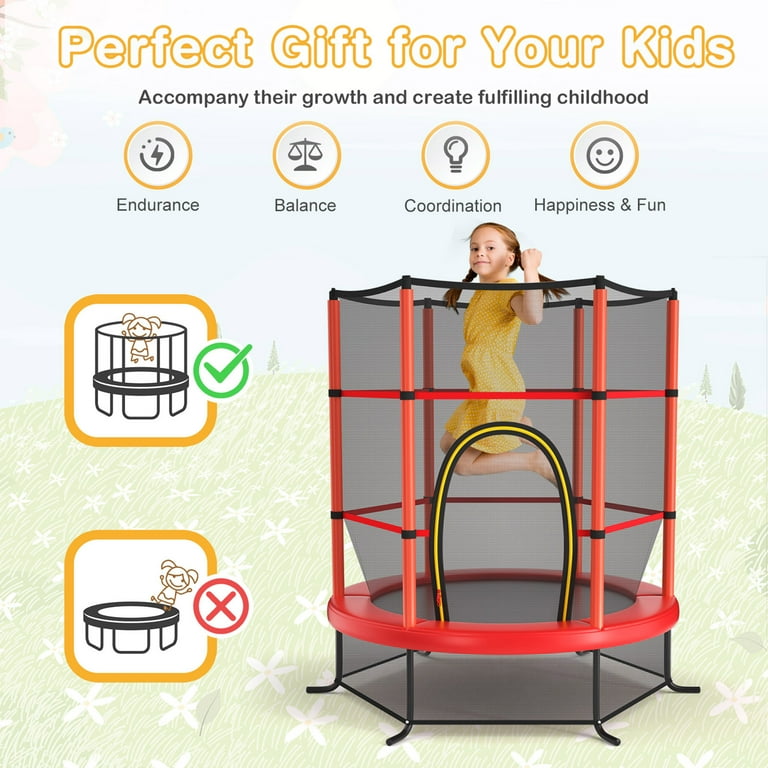 Redcamp 55 Foldable Hexagon Indoor Kid Trampoline with Safety Enclosure