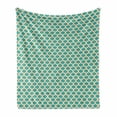 thumbnail image 1 of Geometric Soft Flannel Fleece Throw Blanket, Seventies Nostalgic Repeating Symmetric Mathematical Forms Design, Cozy Plush for Indoor and Outdoor Use, 50" x 60", Orange White Teal, by Ambesonne, 1 of 6