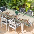 thumbnail image 2 of Spring Botanical Table Cloths for 8 Foot Rectangle Tables, Farmhouse Vintage Black Plaid Brown Patio Waterproof Elastic Fitted Tablecloths, Washable Rectangular Table Cover for Camping, 2 of 8