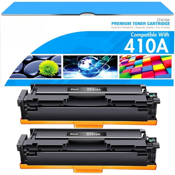 410A Black Toner Cartridge 2 Pack MFP M477fnw 410X Compatible for HP 410A 410X 410 CF410A Color LaserJet Pro M477fnw M477fdw M477fdn M452dn M452nw M452dw M377dw M477 M452 M377 477fnw 452nw Printer