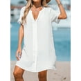 thumbnail image 4 of CUPSHE Women's V Neck Cover Up Dress Short Sleeve Semi-sheer Beach Mini Dress, 4 of 5