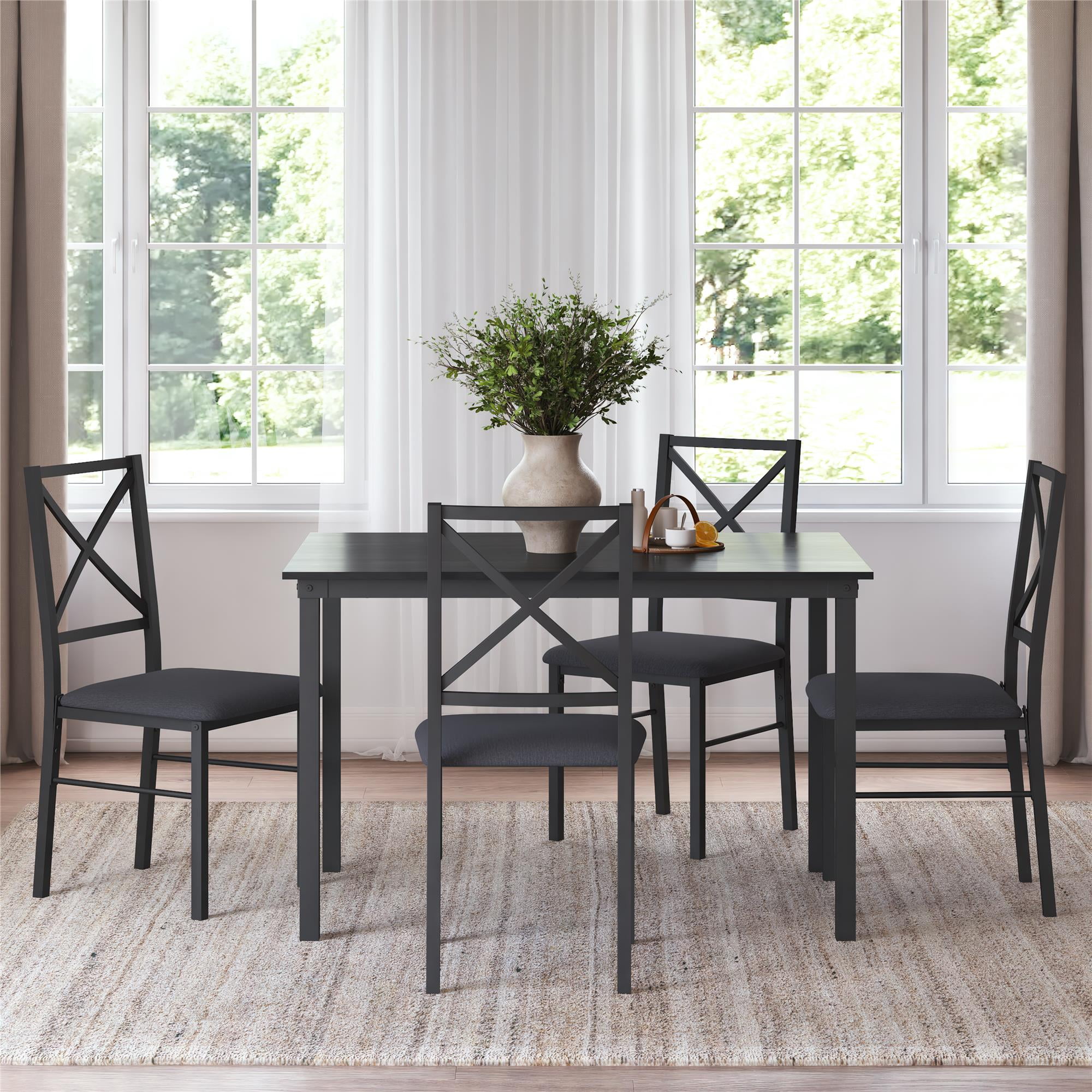 Mainstays 5-Piece Dining Table and Chair Set for 4, Black