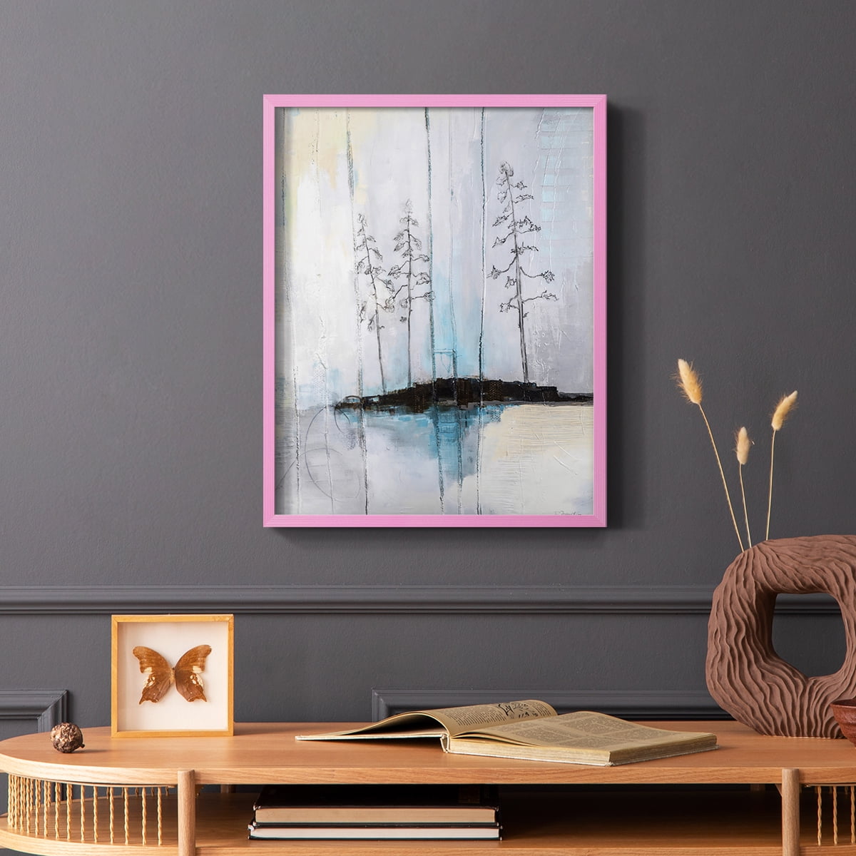 In the Company of Three in Pink Solid Wood 8 x 10 Framed Print
