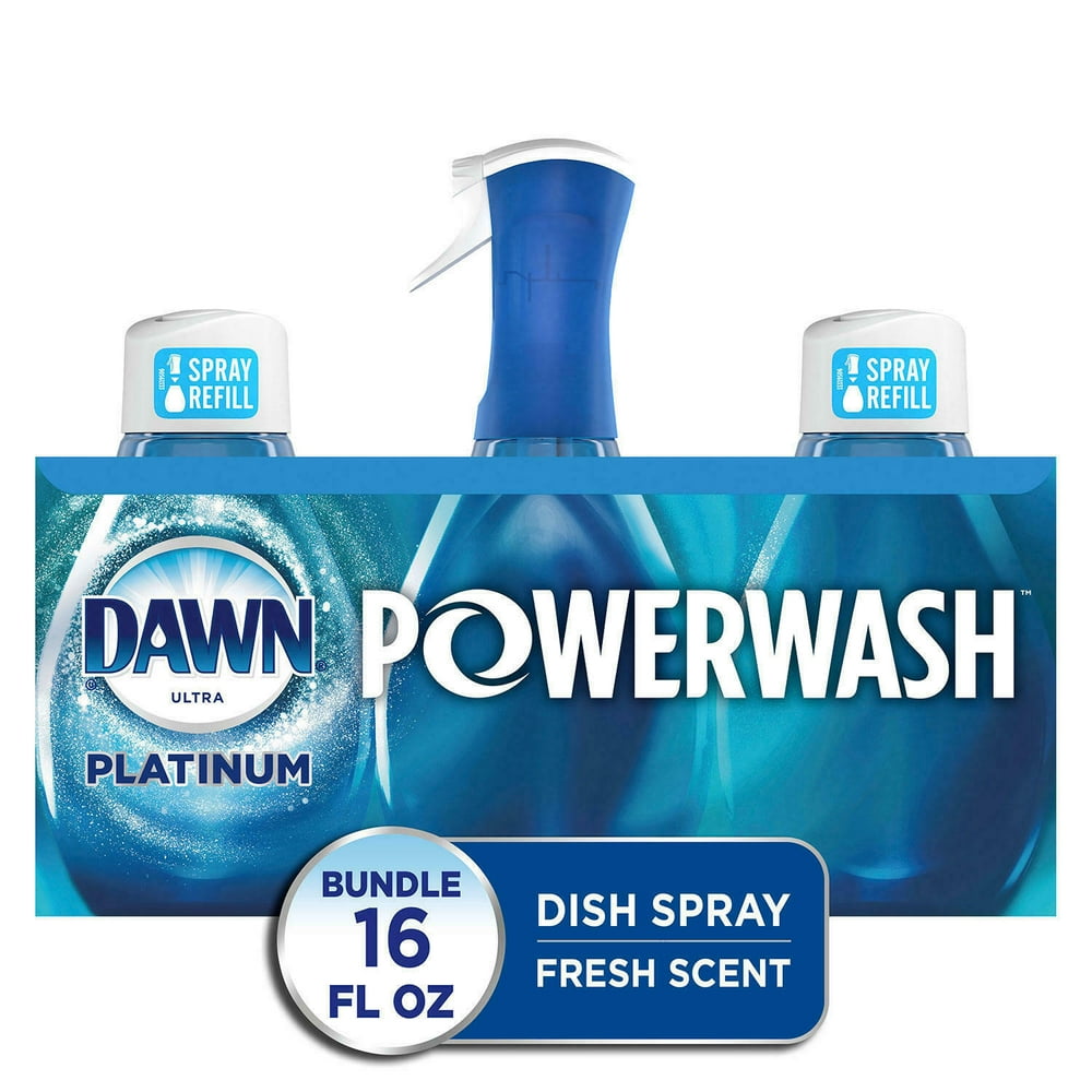 Dawn Platinum Powerwash Dish Spray, Dish Soap, Fresh Scent Bundle, 1 spray (16 oz.) plus 2