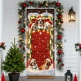 thumbnail image 4 of Christmas Dog Door Cover, 35 x 71 inch Animal Friendship Banner, Front Door Hanging Cloth, Golden Retriever & Corgi, Winter Snowhouse Backdrop, Porch Photo Background, Xmas New Year Home Decor, 4 of 6