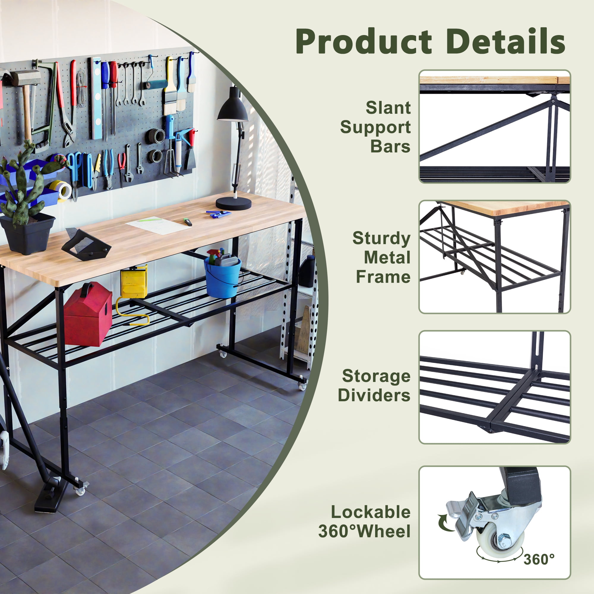 Aukfa Heavy-Duty Folding Workbench, Folding Utility Table