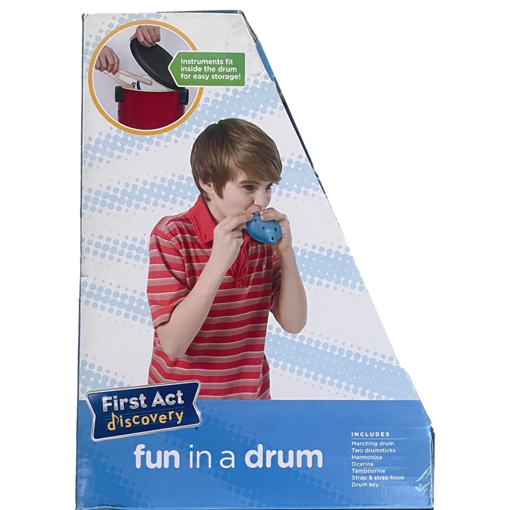 First Act Blue Circle Fun In Drum Musical Instrument Set, Harmonica & Tambourine