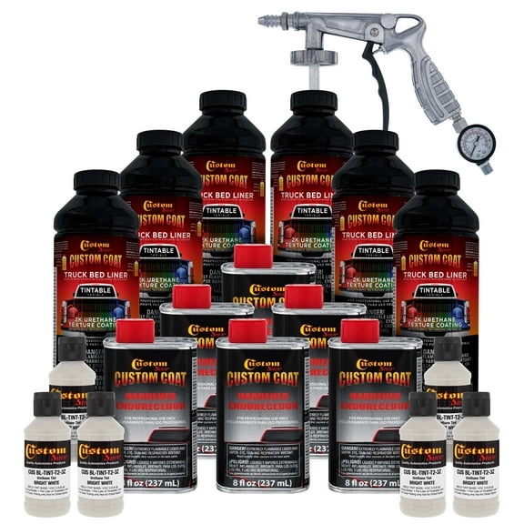 Custom Coat Bright White 1.5 Gallon Urethane Spray-On Truck Bed Liner Kit with Spray Gun, Prevent Rust