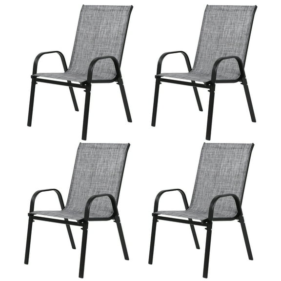 Holaki 4 Piece Patio Chairs,Outdoor Camping Chairs with Breathable Textilene Fabric,Set of 2 Garden Chairs with Armrest High Backrest for Garden Patio Pool Beach Yard Space Saving (Grey)
