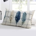 thumbnail image 5 of Blue Beige Feathers Throw Pillow Cover 12 x 20 Inch Decorative Pillow Cover Boho Watercolor Vintage Wood Grain Lumbar Pillowcase Seasonal Rectangle Cushion Case for Couch Sofa Bed Living Room, 5 of 7