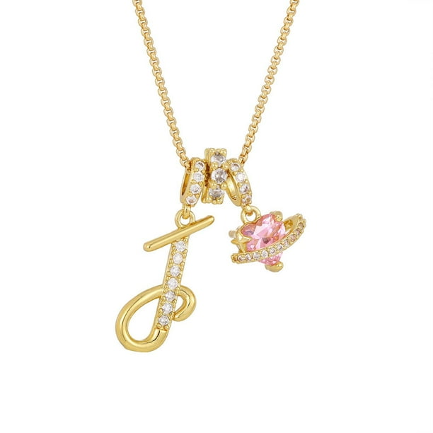Collares colgantes con letras iniciales de 3 capas de oro un collar