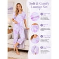 thumbnail image 4 of DAKIMOE Womens Pajama Set 2 Piece Short Sleeve V Neck Tops & Capri Pants, Comfy Soft Stretchy Sleepwear, Cute Printed Loungewear Lounge Set, Lightweight Pajamas for Women S-2XL, 4 of 4