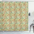 thumbnail image 1 of Ladybugs Shower Curtain, Doodle Woodland Pattern Cartoon Mushroom Berries and Snails on Pastel Backdrop, Fabric Bathroom Set with Hooks, 69W X 70L Inches, Multicolor, by Ambesonne, 1 of 3