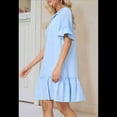 thumbnail image 6 of Women'S Summer Button Down Shirt Dress Casual Ruffle Sleeve Shift Mini Dresses with Pockets Light Blue S, 6 of 7