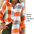 thumbnail image 4 of Sonducket Blusa de mujer de manga larga de color suelta Top Block camisa a cuadros Casual Loose Top ropa de otoño Prendas para la parte del cuerpo Violeta METRO Sonducket AP003725-07, 4 of 6