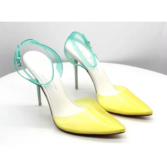 pirrie high heel in clear yellow & blue