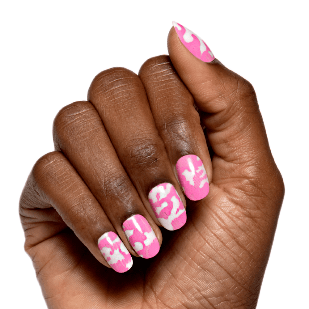 Olive & June Super Stick Mani Round Short Press-On Tabs, OJ Camo, 32 Pieces