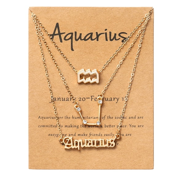 2ooya Zodiac Sign Necklaces, Layered Choker Chains Jewelry, Gold,3pcs
