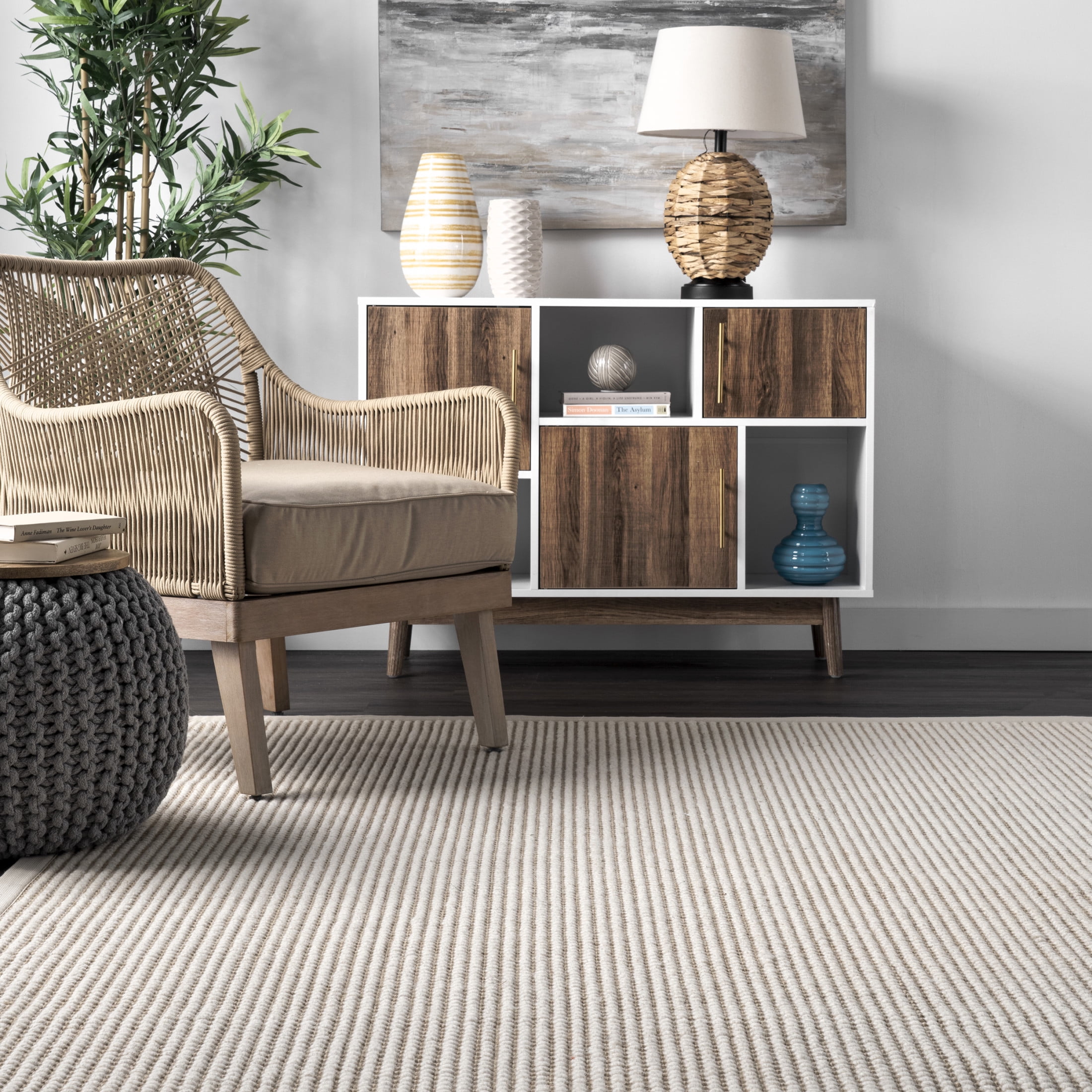 Rugs USA Patricia Jute and Wool Area Rug, 7' 6" x 9' 6", Selma Ivory