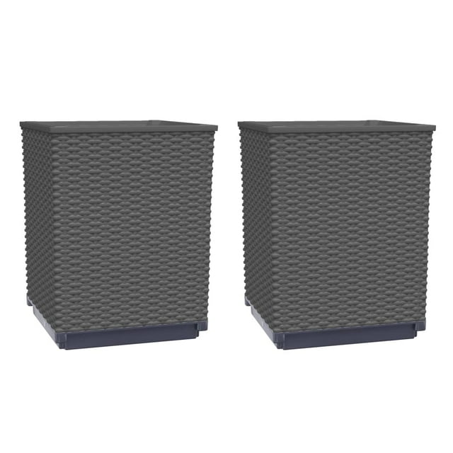 vidaXL Planters Flower Boxes with Rattan Look Outdoor Plant Boxes for Patio