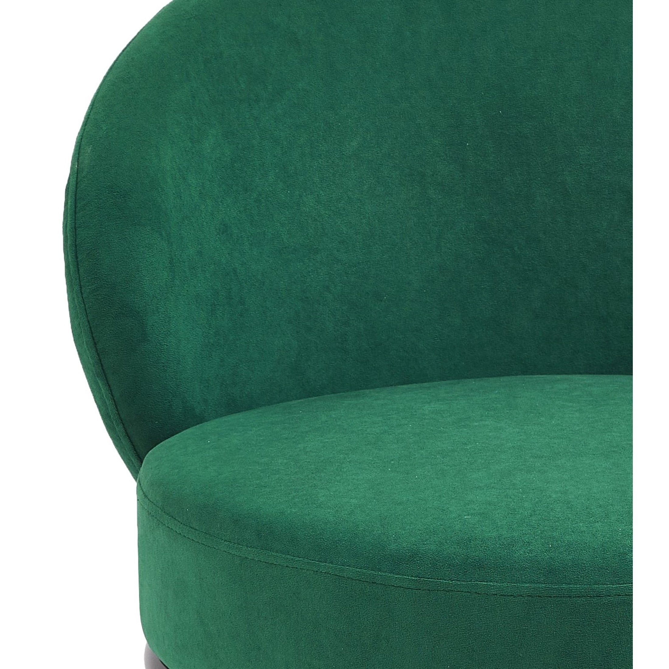 GDF Studio 27.36" Mid-Century Modern Round Accent Chair with Velvet Upholstery, Black Metal Legs, Green