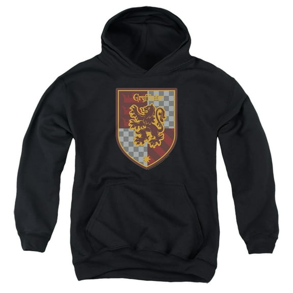 Harry Potter Gryffindor Shield Crest Kids Pull-Over Hoodie (X-Large) for Youth Boys and Girls, Black