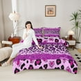 thumbnail image 4 of Homewish Modern Glitter Fashion Bedding Comforter Set for Kids, Mystic Purple Leopard Print Twin Comforter Sets, Cheetah Animal Reversible Bedding Set, Ultra Soft Bedroom Decor, 2-Piece, 4 of 8