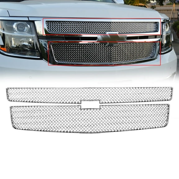NINTE Grille Overlay for 2015-2020 Chevrolet Tahoe Suburban LS LT Chrome Front Grille Cover