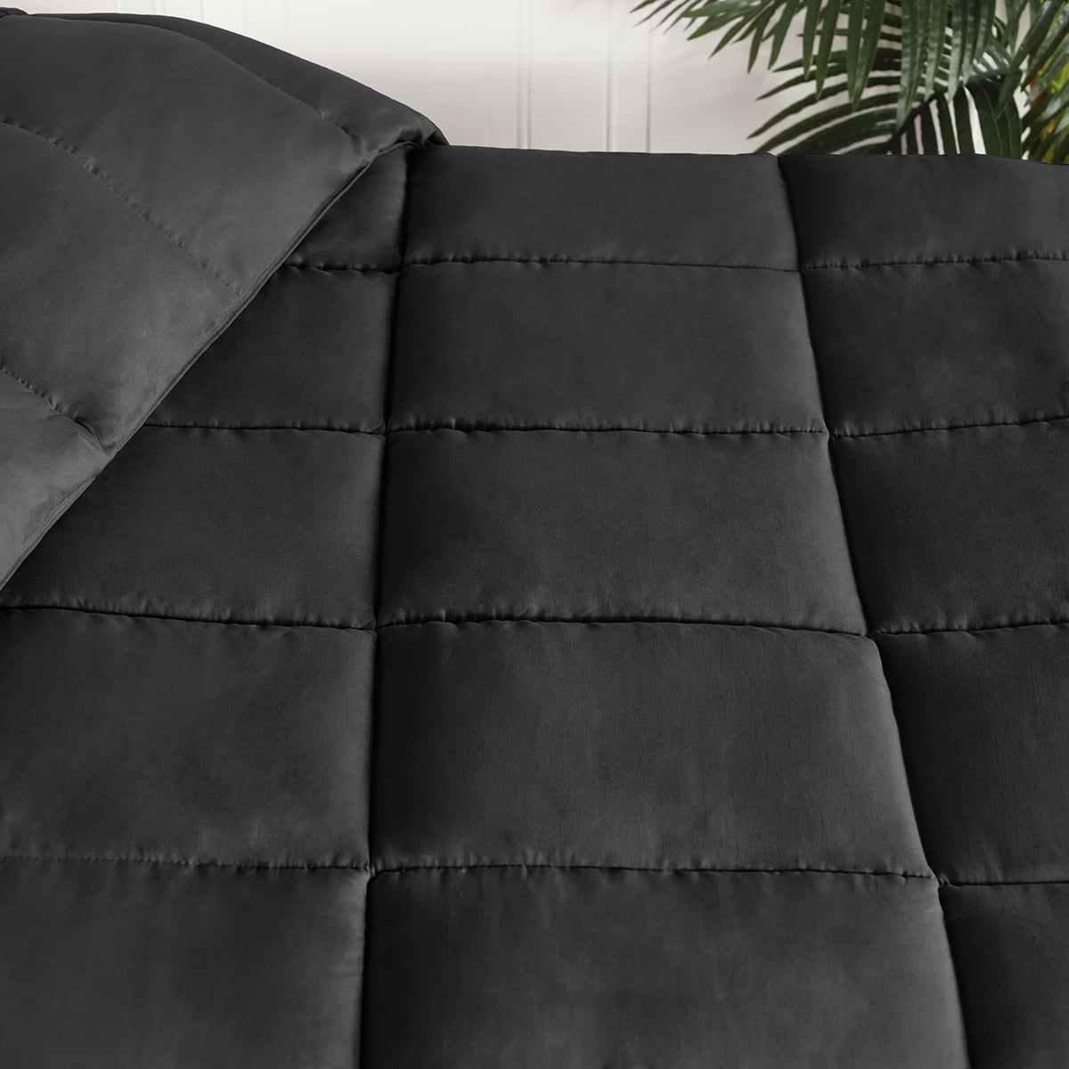 BNM Solid Comforter Down Alternative Bedding, Twin, Black