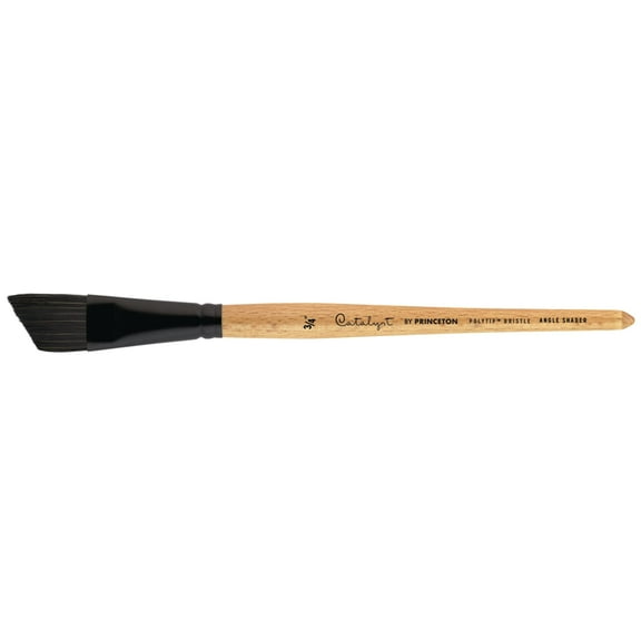 Princeton Brush Catalyst Polytip Short Handle Bristle Brush, Angle Shader, 3/4 in