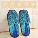 thumbnail image 2 of Fotbe Beautiful Blue Peacock Pantuflas Peludas para Mujer con Estampado, Zapatillas de Peluche, Zapatos de Invierno para Casa, Uso Interior y Exterior-Large, 2 of 8