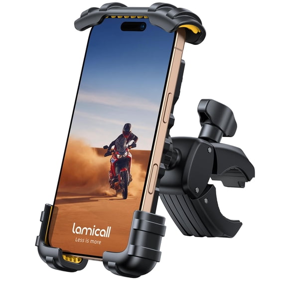Soporte para teléfono para bicicleta, soporte para manillar de motocicleta Lamicall, amarillo