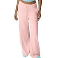 thumbnail image 2 of Womens Pants Elasticated Waist Straight Leg Wide Leg Casual Pants with Pockets,Pants for Women Plus Size Pink XL, 2 of 5