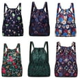 thumbnail image 5 of Xinyolin Women Backpack Flower Print Drawstring Lightweight Foldable Rucksack for Outdoor Travel Camping, 5 of 8