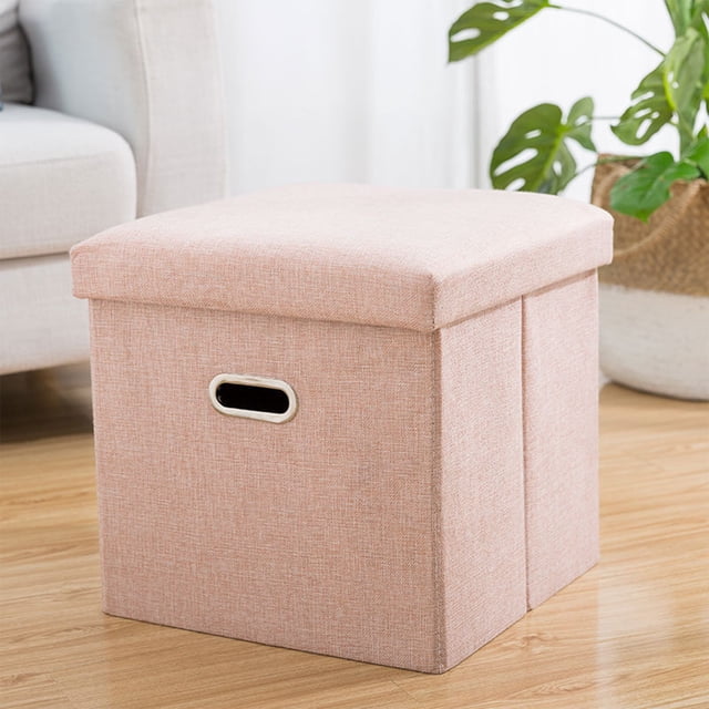 Otomana plegable de 30 cm con asa | Taburete de tela plegable con asiento y reposapiés | Organizador de gran capacidad para ahorrar espacio en la sala de estar, el dormitorio, la oficina en casa
