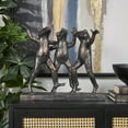 thumbnail image 2 of 18" x 16" Bronze Resin Patina 3 Dancing Frog Sculpture, by DecMode, 2 of 19