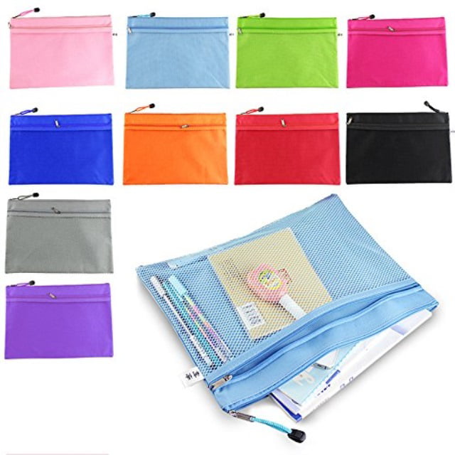 EasyPAG 10 Color Zipper Closure 13-1/4 x 10 inch Size Document Folder File Bag Organizer