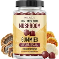 Mushroom Gummies | Lions Mane Mushroom Blend for Cognitive & Immune Support | Adult Nootropic | Raspberry Flavor | 60 Ct