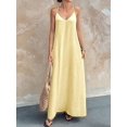 thumbnail image 4 of Women's Sleeveless Pockets Maxi Strappy Neck Flowy Loose Long Sundress Dress for Casual Beach Yellow XXL, 4 of 7
