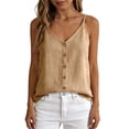 thumbnail image 6 of SwiftWear Women's V Neck Camisole Button Front Loose Fit Spaghetti Strap Summer Tank Top Cotton Casual Tops for Daily Beach Vacation, 6 of 6